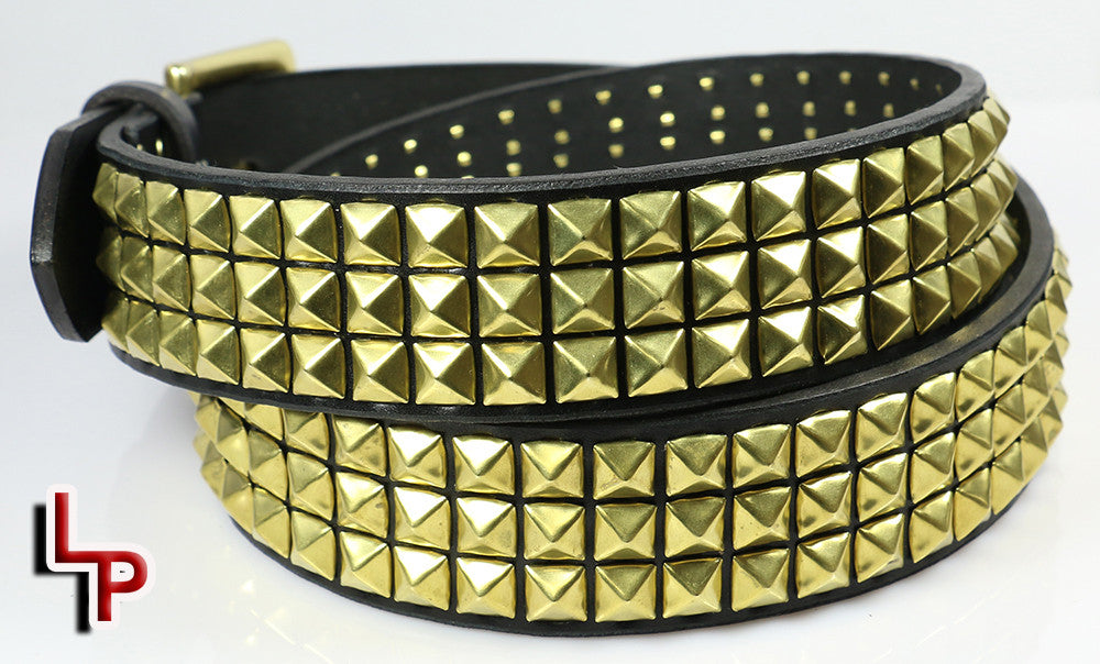 Wide 3 Row Pyramid Studded Belt 1.75, Removable Buckle