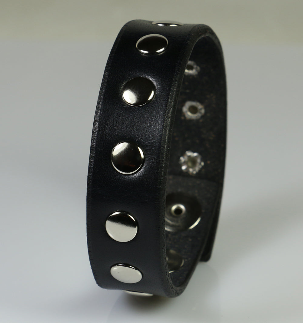 Black Leather Rivet Bracelet 34 Inch Leatherpunk