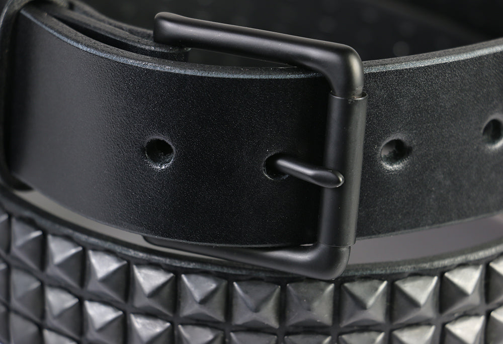 Ports 1961 studded leather buckle belt - Black
