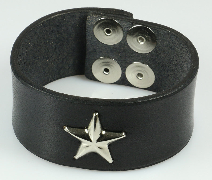 Grunge Aesthetic Star Leather Bracelet, Standart / Black