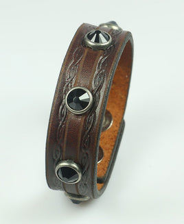 Spiked Bracelet with Finger Strap and Metal O-ring
